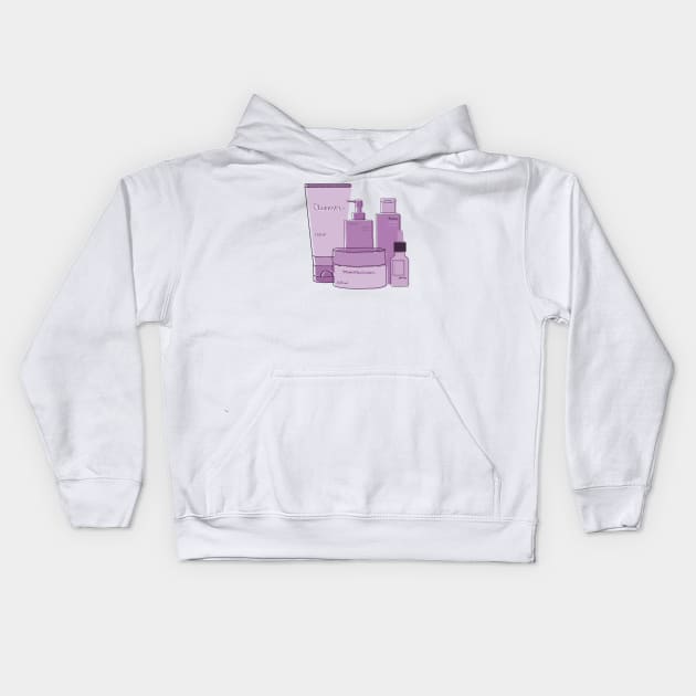 Skincare Essentials (Purple Theme) Kids Hoodie by aaalou